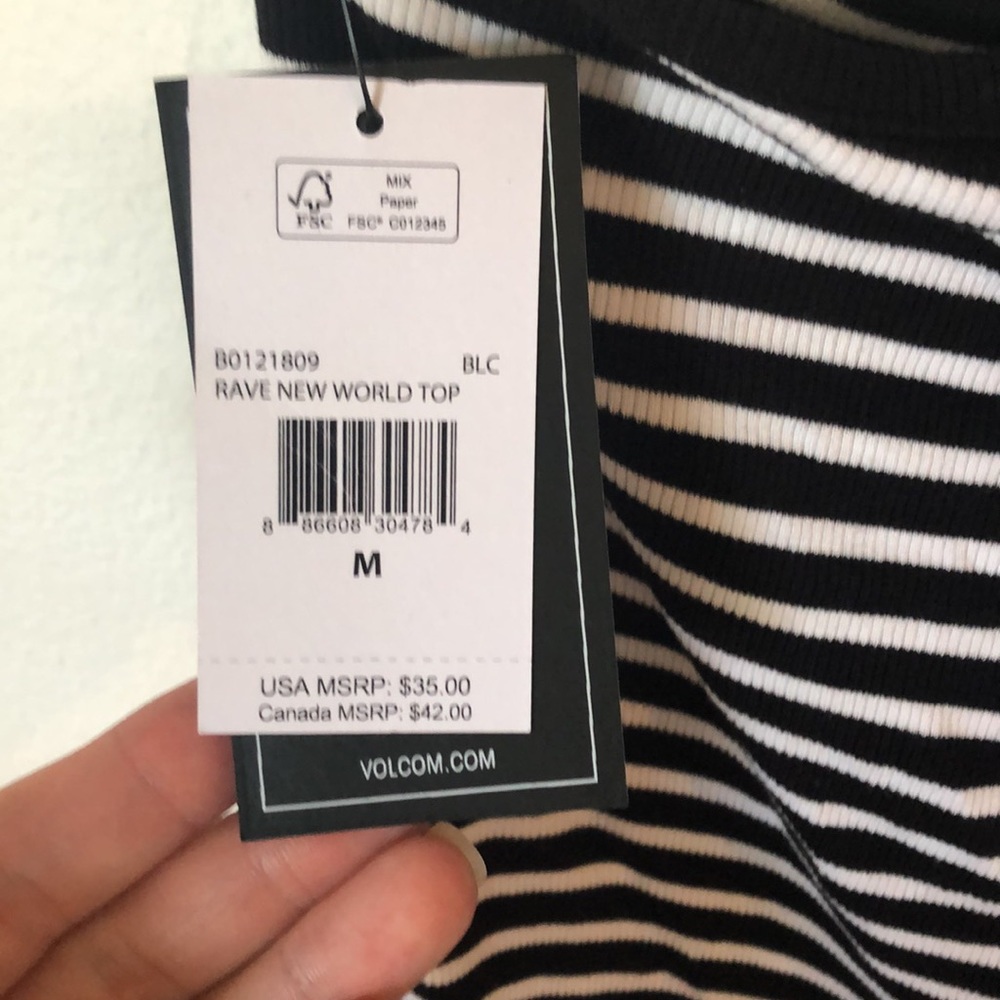 Volcom Rave New World One Shoulder Striped Top - Picture 6 of 6